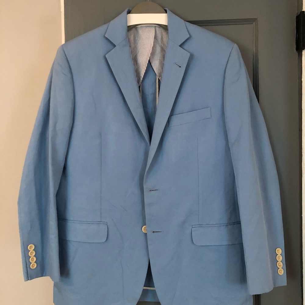 Brooks Brothers Light Blue Cotton Linen Blazer